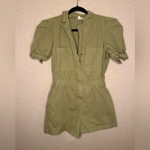 Olive Green Short Sleeve Romper